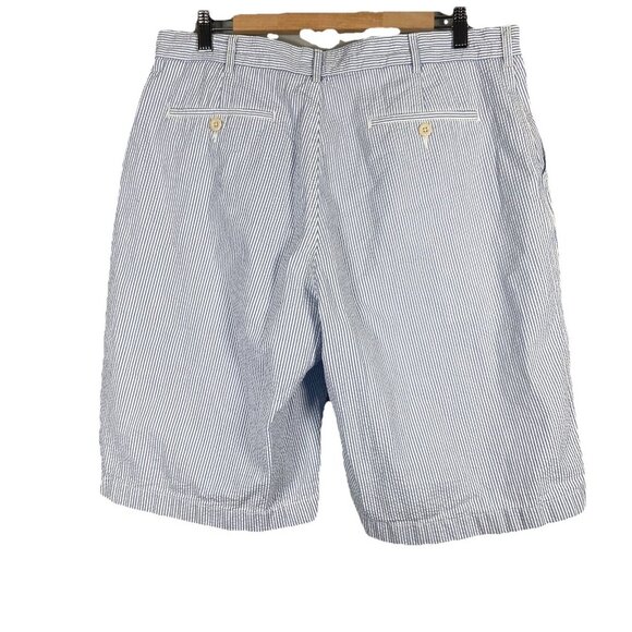 Lands End High Rise Seersucker Shorts Mens 35 Flat Front Stretch Waist Chino - Picture 5 of 12